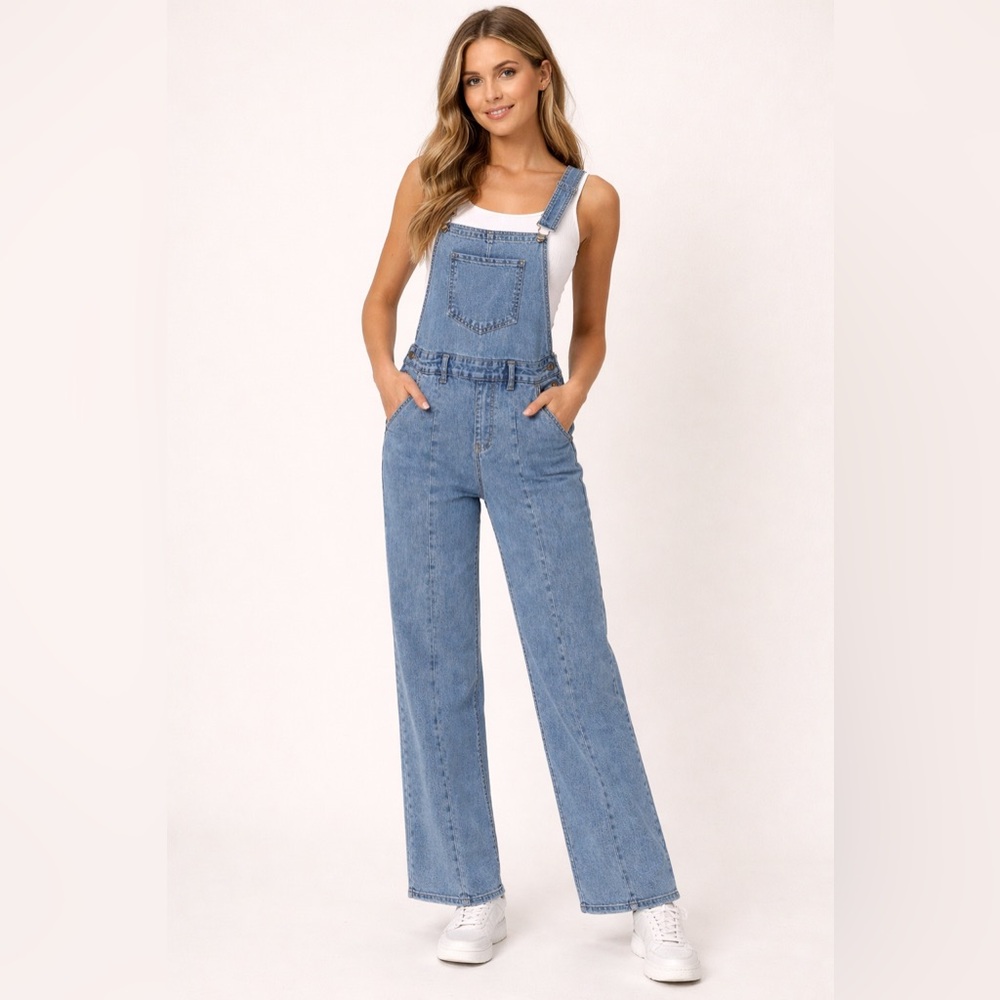 Straight Leg Denim Overalls Light Wash | Women’s Medium